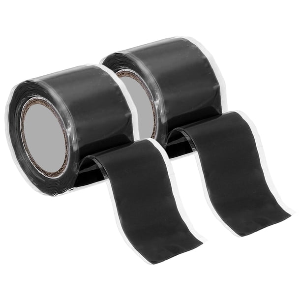 2 Pcs Cinta de Silicona Auto-Fusionante, Cinta de Sellado de Silicona de 1" x 5ft para Reparación de Tuberías de Fontanería, Fugas de Tuberías de Manguera, Negra