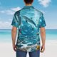 thumbnail image 4 of Fotbe Underwater Dolphin Scene Camisa Hawaiana para Hombre Unisex – Camisa Casual de Verano con Botones de Manga Corta de Algodón y Lino,X-Large, 4 of 7