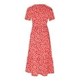 thumbnail image 4 of BRGZLK Women's Summer Floral Dresses Daily Fashion Print Round Neck Short Sleeve Casual Boho Maxi Beach Flowy Dresses Red M, 4 of 4
