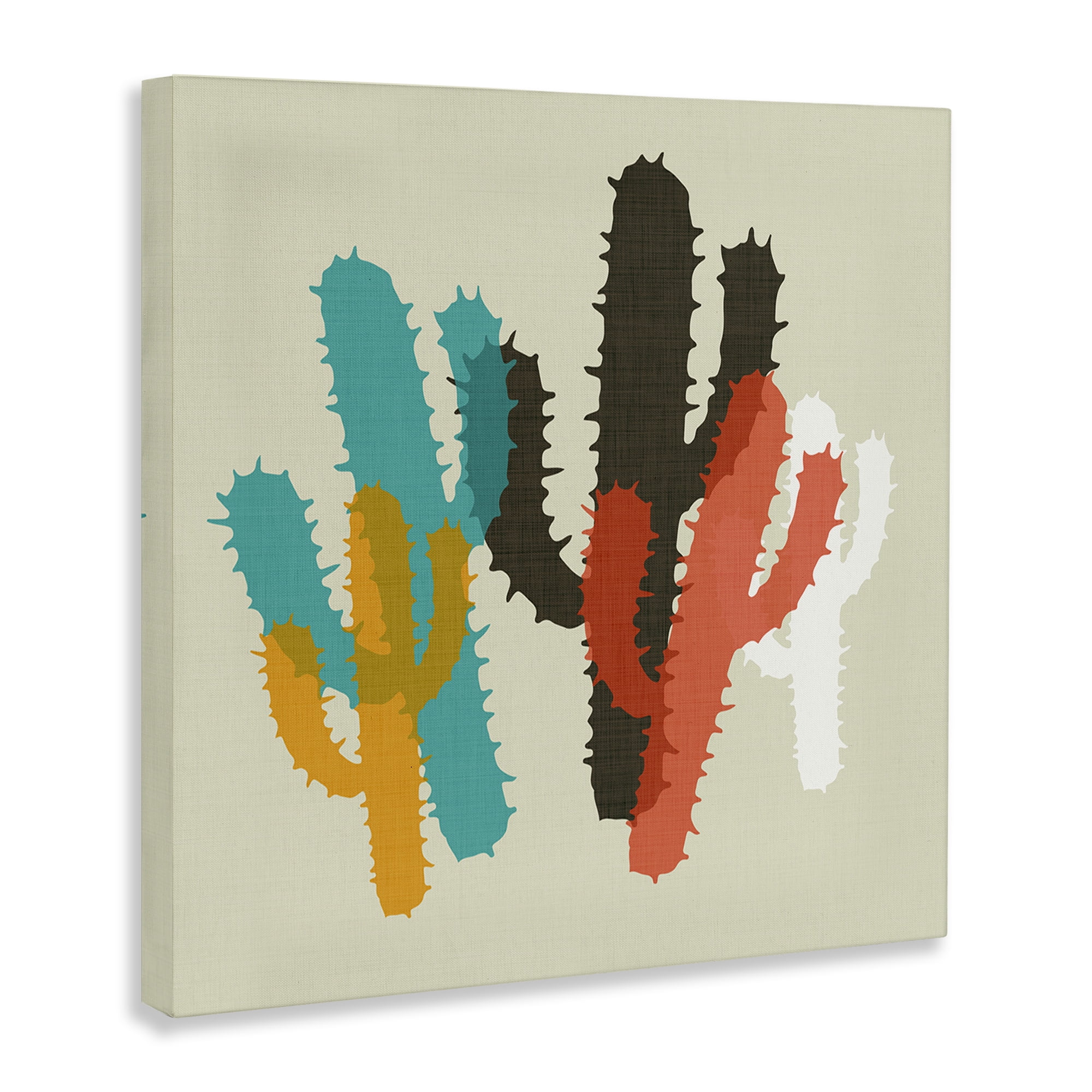 Stupell Industries Layered Bold Cacti Botanical & Floral Painting Gallery Wrapped Canvas Art Print Wall Art, 36 x 36