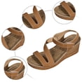 thumbnail image 5 of Rokment Wedges Dress Sandals for Women 2026 Stylish Simple Casual Leather Platform Chunky High Heels Summer Beach Orthopedic Dressy Work Sandal Ladies Brown Size 9.5, 5 of 7