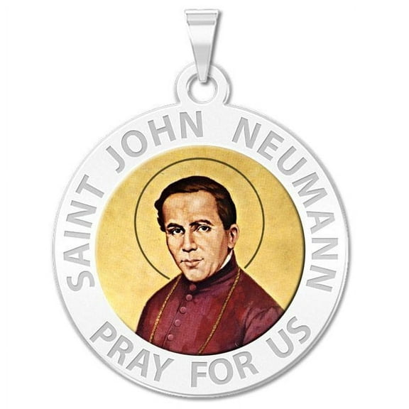Saint John Neumann Religious Medal Color - 3/4 Inch Size of a Nickel -Sterling Silver