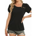 thumbnail image 3 of MOYIKO Womens Petal Sleeve Tops Summer Trendy T Shirt Casual Loose Square Neck Button Blouse Tees, 3 of 7