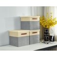 thumbnail image 3 of DECOMOMO 3-Pack Stackable Foldable Cube Storage Bin W/ Lids | Rugged Canvas Fabric Container with PU Handles, 3 of 10