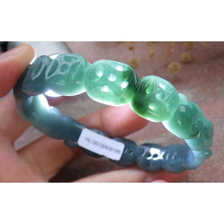 Icy Green Natural A JADE Jadeite Money Coin Ruyi Bangle Bracelet 60 mm 680023 TN