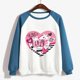 thumbnail image 3 of Gibobby Sudadera con forro polar Mujer Sudadera con capucha informal sin sombrero con cuello redondo y mangas raglán con estampado divertido del día de San Valentín para mujer(Azul, M), 3 of 5