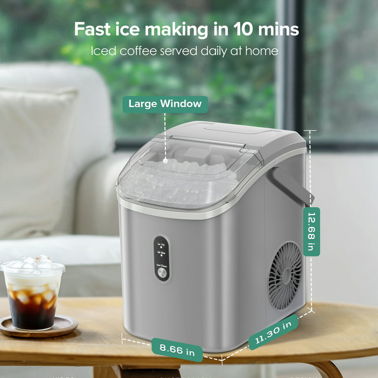 Silonn Nugget Ice Maker Countertop Pebble Ice Maker with Soft Chewable Ice One-Click Operation Ice Machine with Self-Cleaning 33Lbs/24H for Homekitche