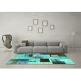 thumbnail image 3 of Ahgly Company Indoor Square Patchwork Turquoise Blue Transitional Area Rugs, 3' Square, 3 of 4