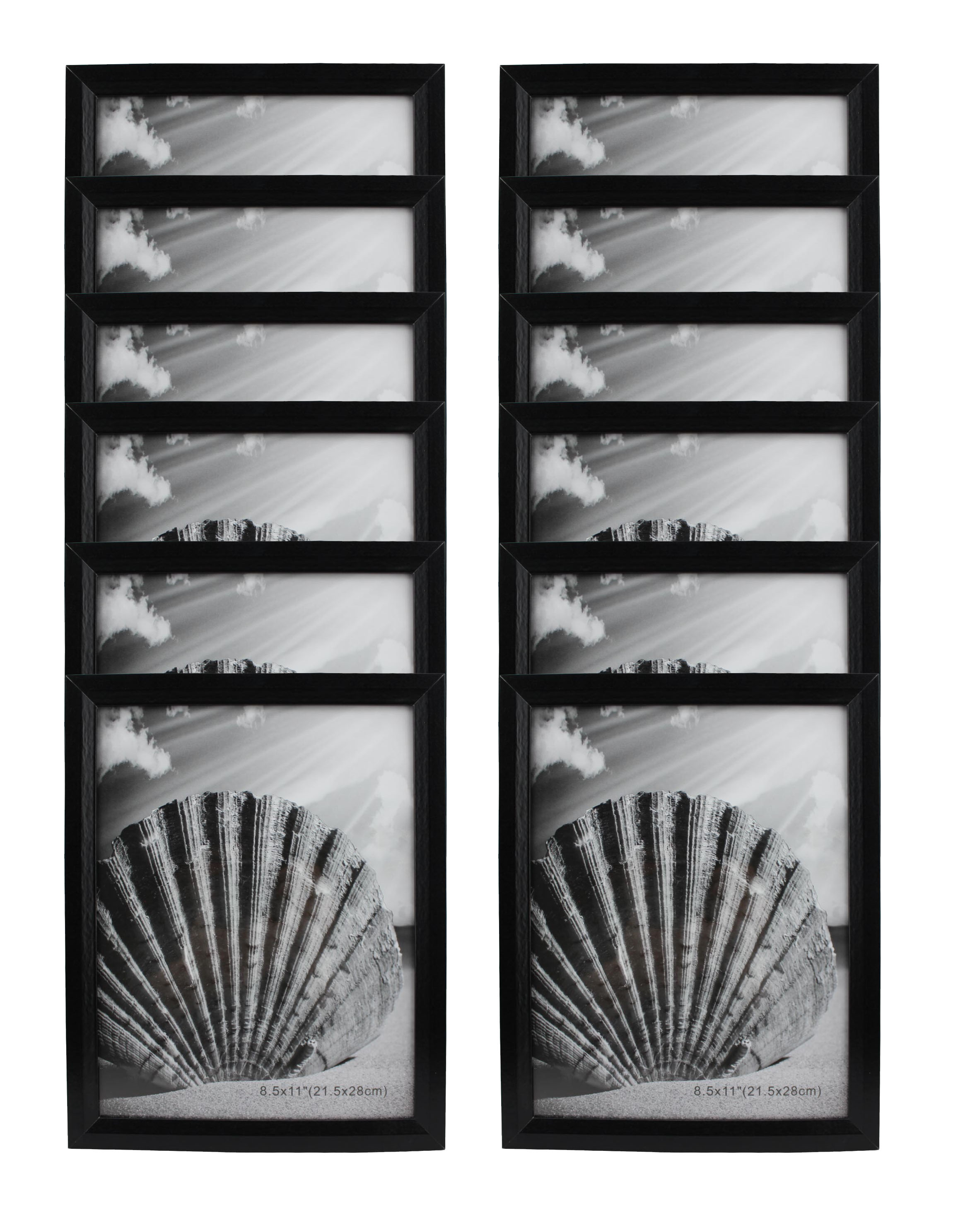 Document Picture Frame MDF Wood 8.5 X 11 Black With Glass Panel Stand