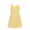 thumbnail image 3 of Ohufall Womens Dresses Plaid V Neck Loose Fashion Mini Dress Comfort Holiday Casual Camisole Dress, 3 of 3