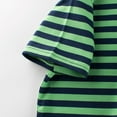 thumbnail image 5 of Children's Summer Short Sleeved T-Shirt Classic Striped Printed Tee Regular Fit Round Neck Casual Cotton Top Green 9-10 Years, 5 of 5