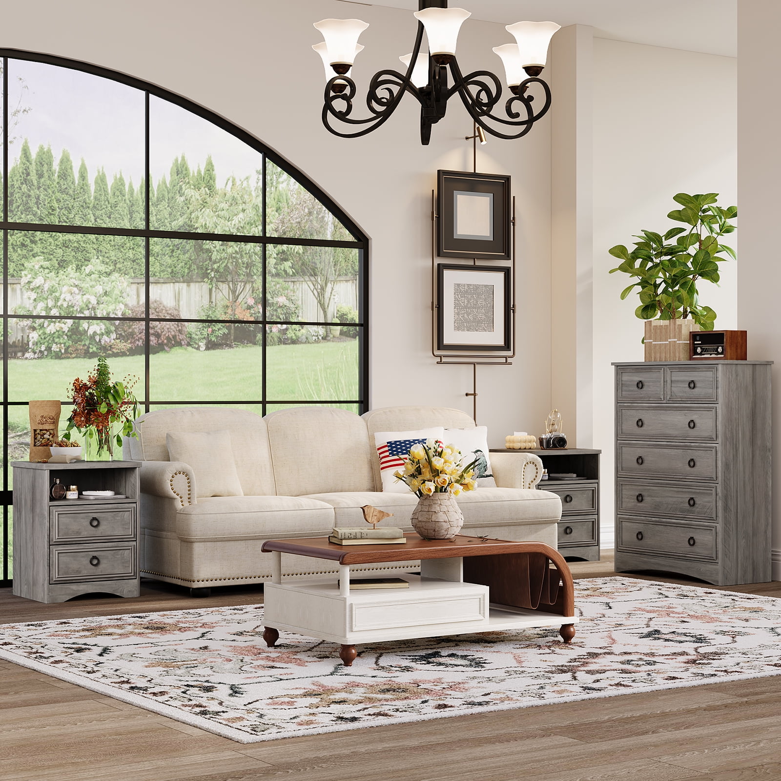 Holliwill Modern 6 Drawer Dresser, Tall Storage Cabinet Chest of Drawers for Bedroom Living Room Hallway, Gray