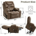 thumbnail image 3 of LITVZ 180 Degrees Lay Flat Lift Recliner with Massage and Heat, Cup Holder, 400 lb Capacity Recliner for Big and Tall Men, Lazyboy Sleeping, 3 of 10