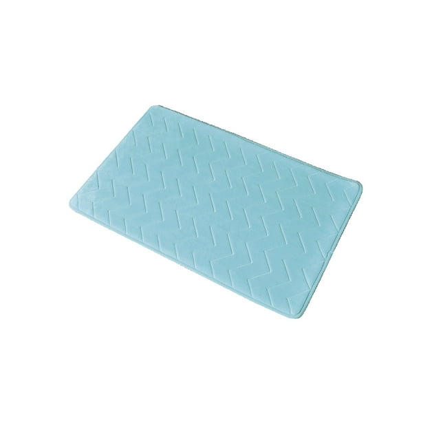 Zigzag Geometric Chevron Bath Mat NonSkid Memory Foam Aqua Green