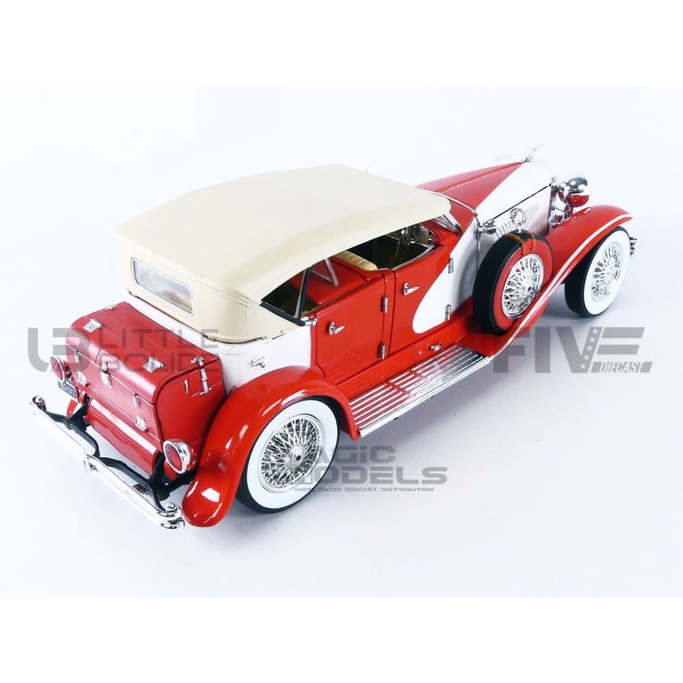 Duesenberg II SJ Red and White with Tan Top 1/18 Diecast Model Car