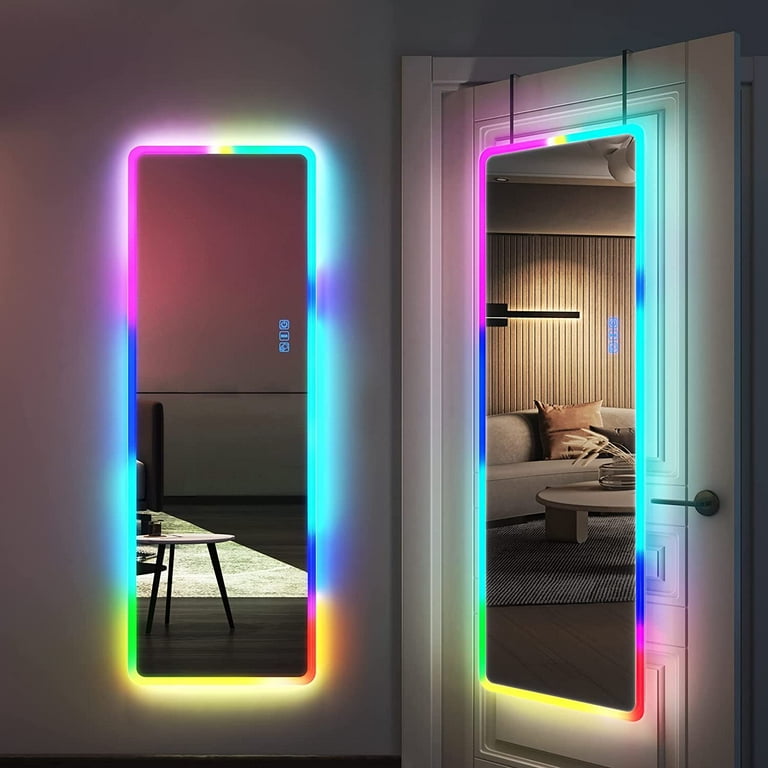 Indflydelsesrig Lager hungersnød LVSOMT 47"x16" Full Length Mirror with Lights, RGB Color Changing Lighted  Mirror, Wall Mounted Full Body Mirror, Over The Door Hanging Mirror, 14 LED  Light + Dimmable Brightness + Adjustable Speed - Walmart.com