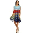 thumbnail image 5 of Sakkas Nora Sleeveless Embroidered Short Tie Dye Caftan Dress / Cover Up - Light Blue - One Size, 5 of 5