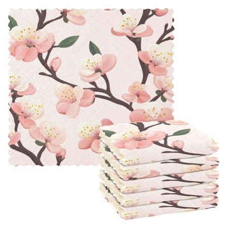 

6 Pieces of Kitchen Towels 11x11Inch Kitchen Dish Cloths Kitchen Dish Towels Reuseable Cleaning Cloths Pretty Pink Plum Seamless
