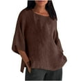 thumbnail image 1 of Hauts à Manches 3/4 pour Femmes Mode Été Col Rond Manches 3/4 Blouses Décontractées Unies Hauts Blouses et Hauts Mode Hauts pour Femmes Manches 3/4 Hauts à Manches 3/4 pour l'Été, 1 of 9