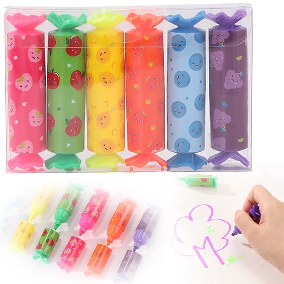 6Pcs Cute Highlighters,Mini Highlighters,Glitter Highlighter,Candy Shape Pastel Highlighter for Writing/Drawing/Coloring Under $5 Kilougeis