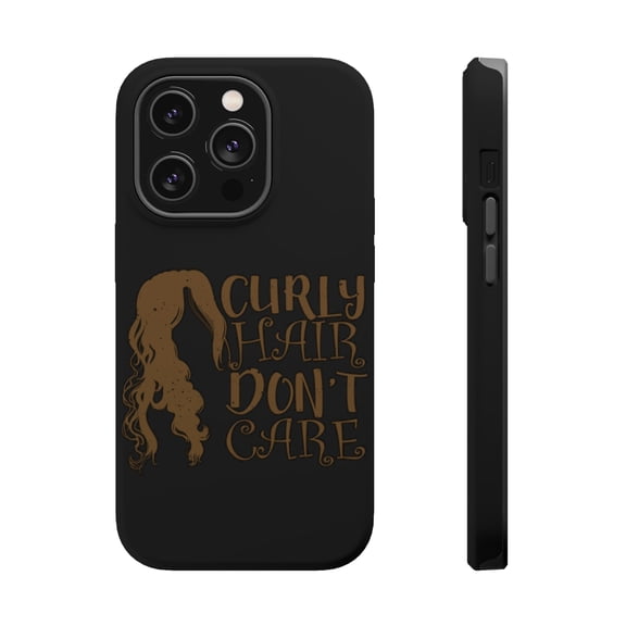 DistinctInk Tough Case for Apple iPhone 15 PRO (6.1" Screen), Compatible with MagSafe Charging - Curly Hair Don't Care