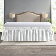 Debonair Wrap Around Ruffled Bed Skirt 15 Inch for Queen Size Beds, White