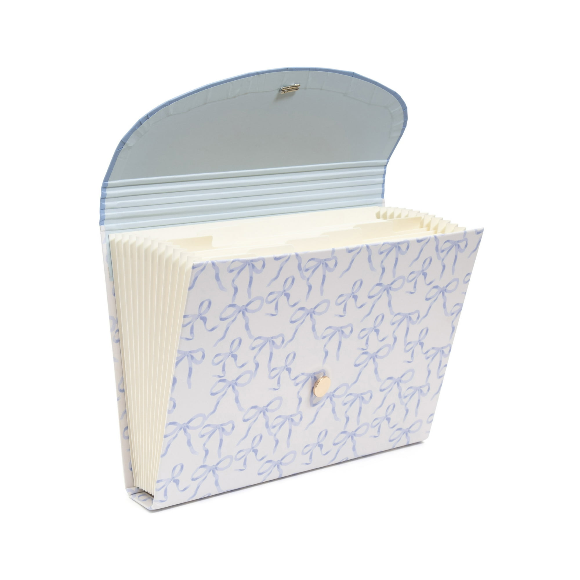 U Brands 13 Pocket Expandable File Organizer, 13 x 9.2 x 1.4 in., Charming Coquette Blue Bows, Freestanding