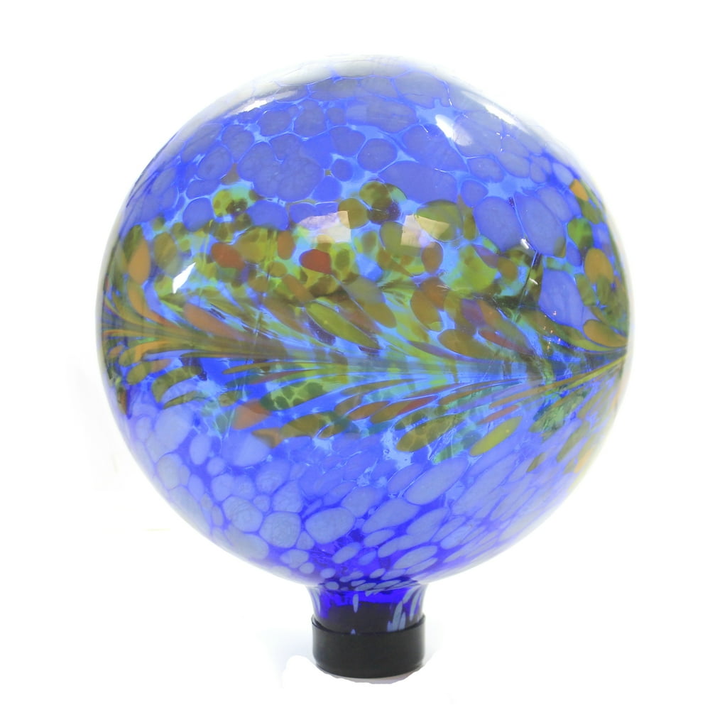 Home & Garden BlueWhite Peacock Burst Globe Glass Gazing Ball Yard