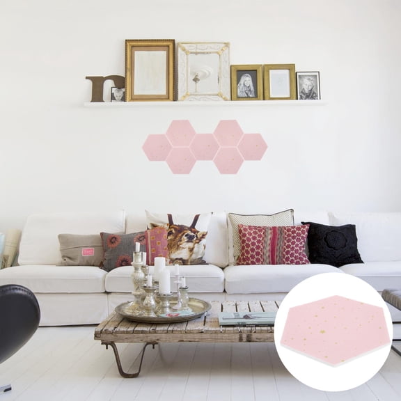 CIMAXIC 2Pcs Pink Felt Bulletin Board Hexagon Memo Board for Displaying Photos and Notes on Wall