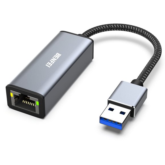 BENFEI Ethernet Adapter, USB 3.0 to RJ45 1000Mbps Gigabit LAN Adapter Compatible for MacBook, Surface Pro, PC with Windows11/10/8/7, XP, Vista, Mac[Aluminium Shell&Nylon Cable]