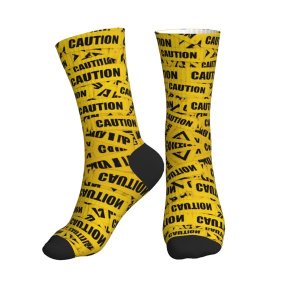 Unisex Caution Tape Novelty Ankle Socks Colorful ComfortSoft Lightweight Sports Athletic Socks