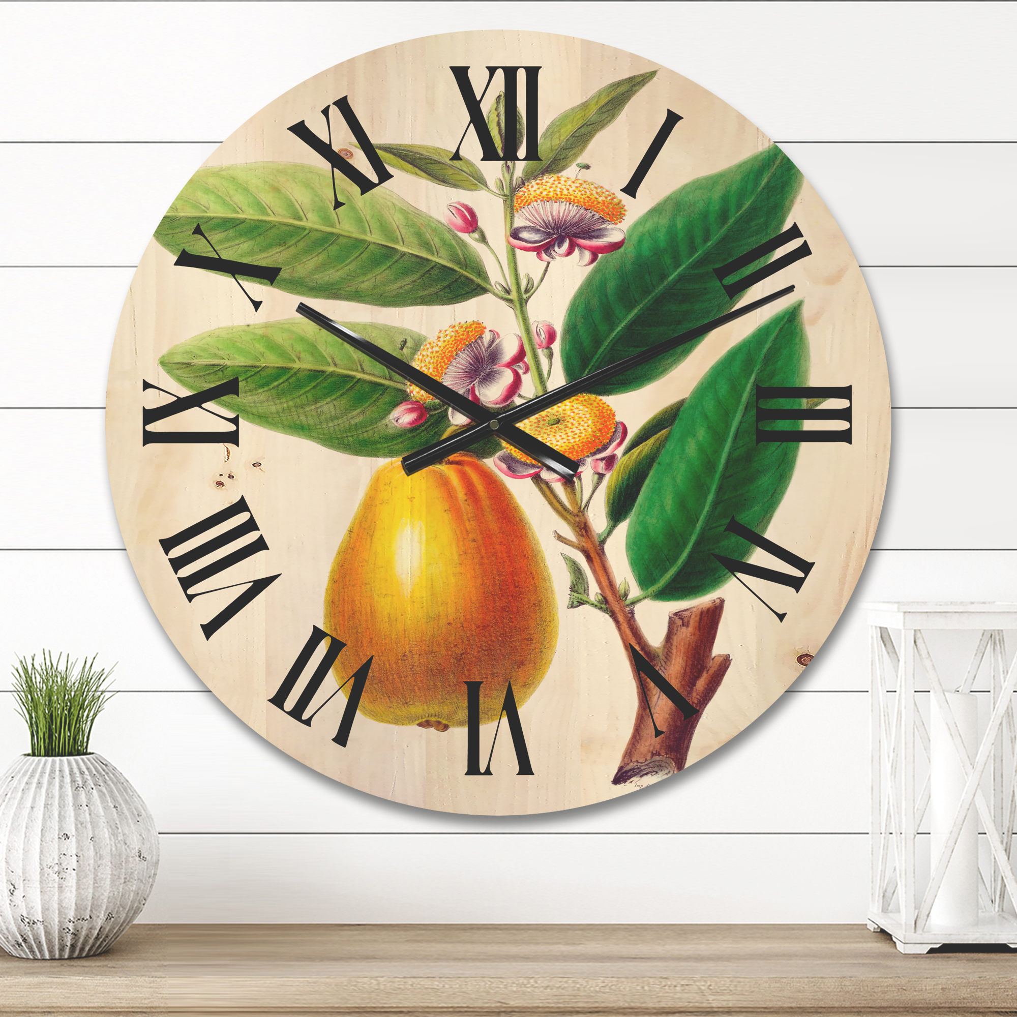 Designart 'Ancient Fruits I' Farmhouse Wood Wall Clock