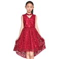 thumbnail image 2 of Girls Dress Burgundy Lace Halter Hi-low Dress Dancing Party 6 Years, 2 of 8