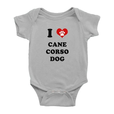 

I Heart Cane Corso Dog Funny Cute Baby Bodysuit Romper (Gray 3-6 Months)