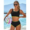 thumbnail image 3 of Sociala High Waisted Bikini Sets for Womens Sporty Two Piece Swimsuits Color Block Bathing Suits Swimwear, 3 of 10