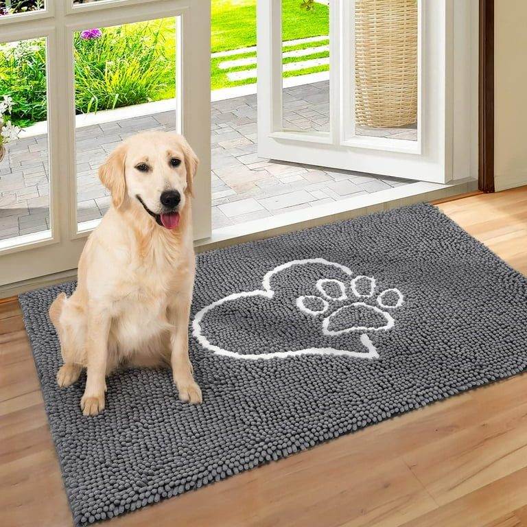  Door Mat Indoor, Dog Mats for Muddy Paws Super Absorbent,  Low-Profile Entryway Rug with Non-Slip Backing, Washable Dirty Trapper Inside  Entrance Doormat for Shoes, 20 x 32, Gray : Pet Supplies