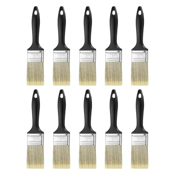 Uxcell 10pcs Flat Paint Brush 2" Plastic Grip Synthetic Bristle Paintbrushes for Wall Cabinet Decks Fences Painting