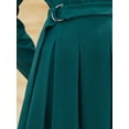 thumbnail image 4 of DARING DIVA Long Sleeve Pleated Crew Neck Belted A-Line Dress L Blue Green, 4 of 6
