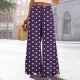 thumbnail image 2 of PBFRDSJ Womens Polka Dot Print Wide Leg Pants Casual High Waisted Long Palazzo Pants with Pockets, 2 of 5