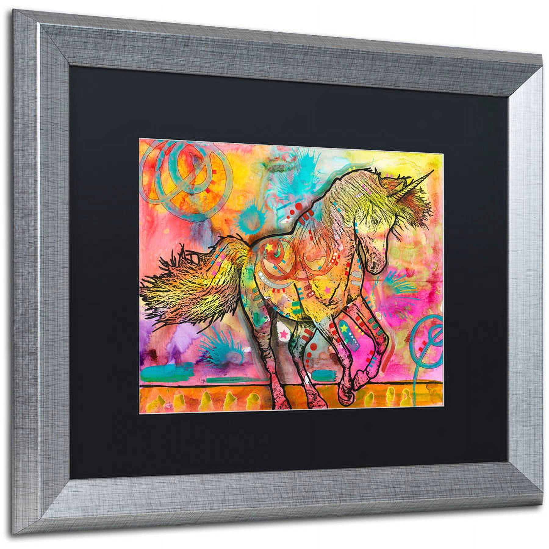 Trademark Fine Art "Unicorn" Canvas Art by Dean Russo, Black Matte, Silver Frame