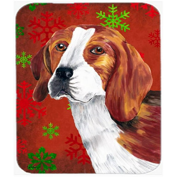 Beagle Red And Green Snowflakes Holiday Christmas Mouse Pad, Hot Pad Or Trivet