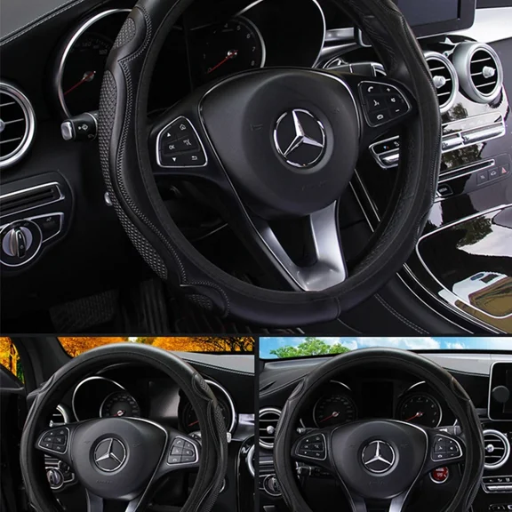 For Nissan Leather Steering Wheel Cover Breathable Antislip Car Accessories