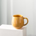 thumbnail image 1 of Ceramic Coffee Melon Mug Reactive glaze 480ml lfor home and office (Yellow), 1 of 3