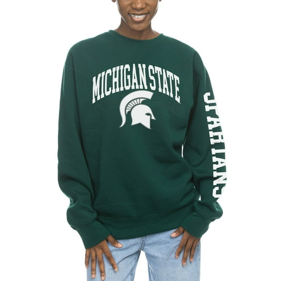 Women's ZooZatz Green Michigan State Spartans Fleece Crewneck Pullover Sweatshirt