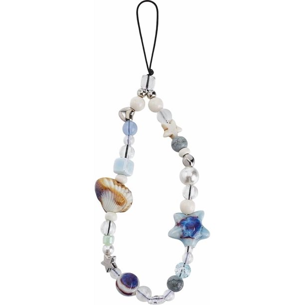 Dije de cuentas para teléfono, correa de muñeca estilo océano, resina acrílica, concha, estrella de mar, corazón, cordón corto para teléfono, colgantes para bolso, accesorios de joyería