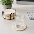 thumbnail image 6 of Luoshdecor Drink Coasters Set of 6 with Iron Holder,Cotton Woven Absorbent Coasters for Drinks, Boho Table Decor for Living Room Home Office Decor, 6 of 7