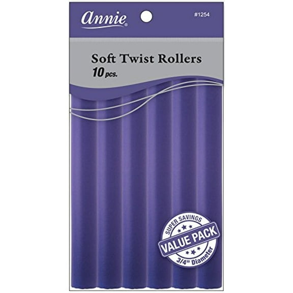 Annie Soft Twist Rollers, Purple, 7 Inch, 10 Count