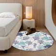 thumbnail image 3 of Teal Blue Coastal Round Area Rug 3 FT, Small Kitchen Bathroom Mat, Sea Turtle Nautical Coral Summer Beach Washable Indoor Outdoor Throw Runner Carpet Doormat for Table Shower Sofa Entryway, 3 of 9