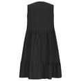 thumbnail image 5 of Plus Size Dresses for Curvy Women V Neck Knee Length Ruffle Tiered Layered Trendy A-Line Dresses Sleeveless Cotton Linen Evening Midi Dresses Black XL, 5 of 6