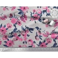 thumbnail image 3 of Soimoi Gray Japan Crepe Satin Fabric Artistic Leaf & Floral Print Sewing Fabric Yard 44 Inch Wide, 3 of 3